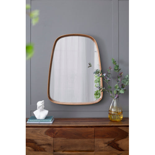 27"x37" Irrgeular Mirror with Wood Frame, Wall Mirror for Living Room Bathroom Entryway
