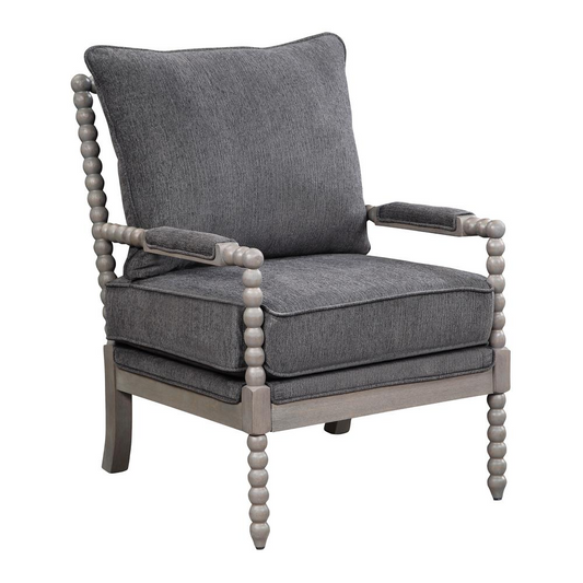 Abbott Chair in Charcoal Fabric with Brushed Grey Base